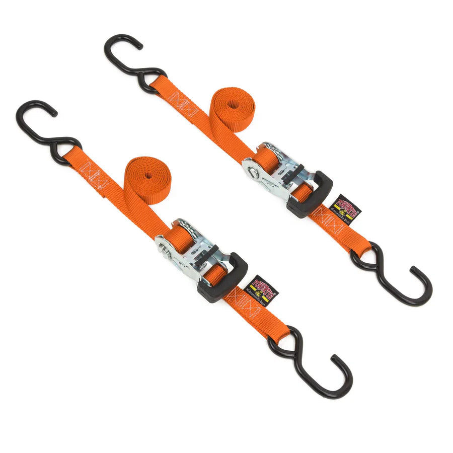 1" Wide Ratchet Straps with S Hooks