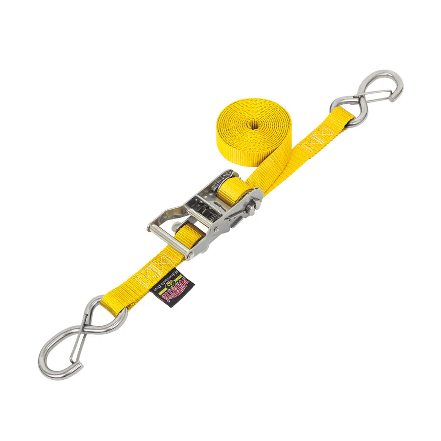 1" SS Wide Ratchet Strap With Latch Hooks