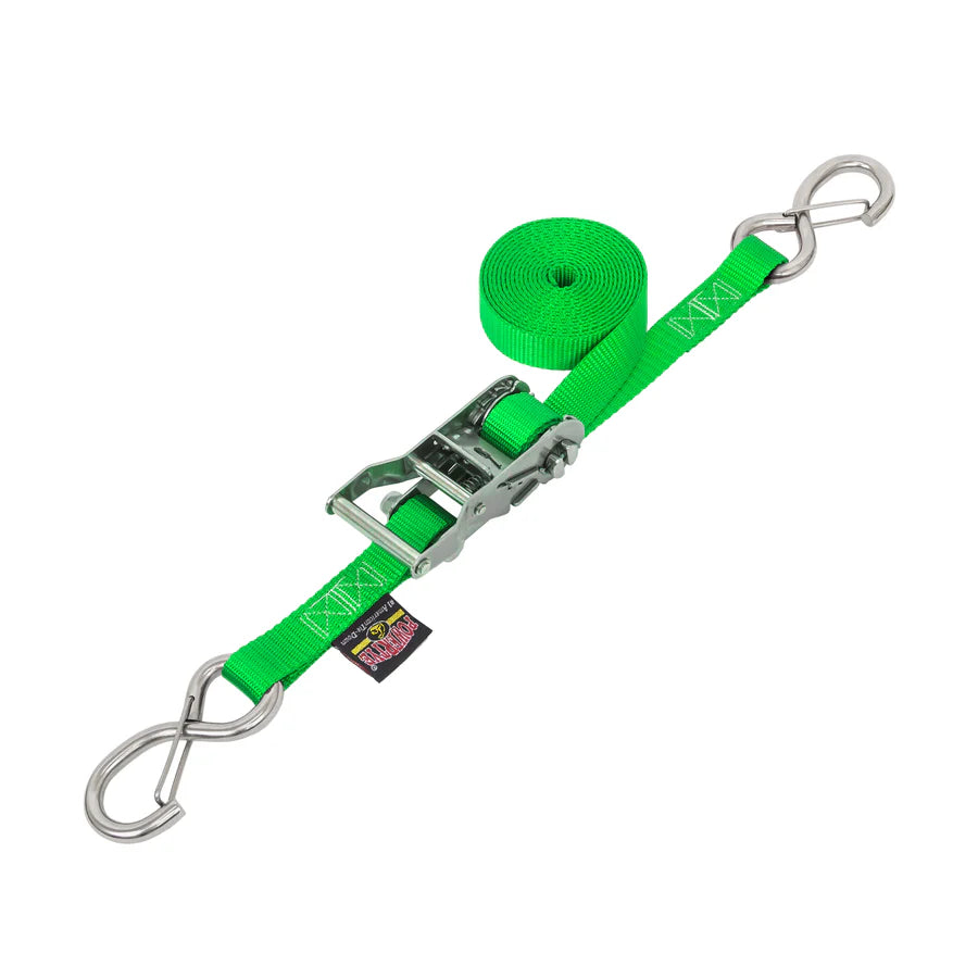 1" SS Wide Ratchet Strap With Latch Hooks